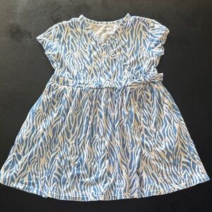 Girls' Diane Von Furstenberg Blue and White Zebra Print Wrap Dress - S